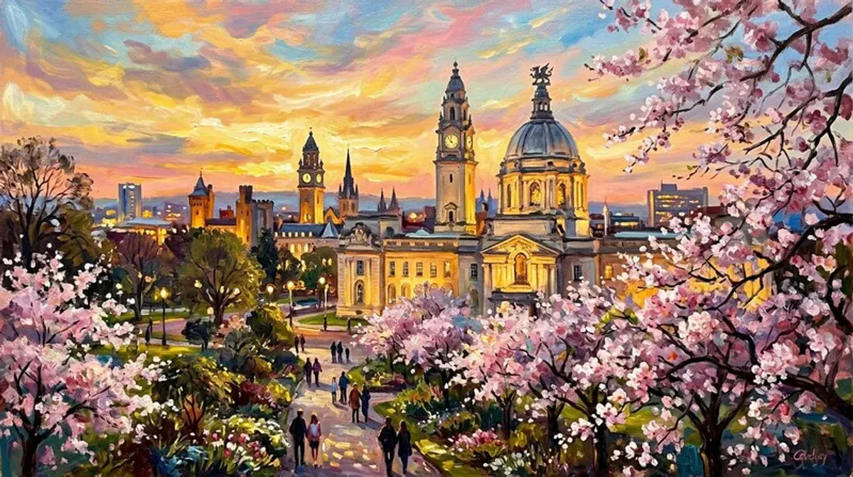 Cardiff City Hall and Civic Centre, the Welsh capital skyline